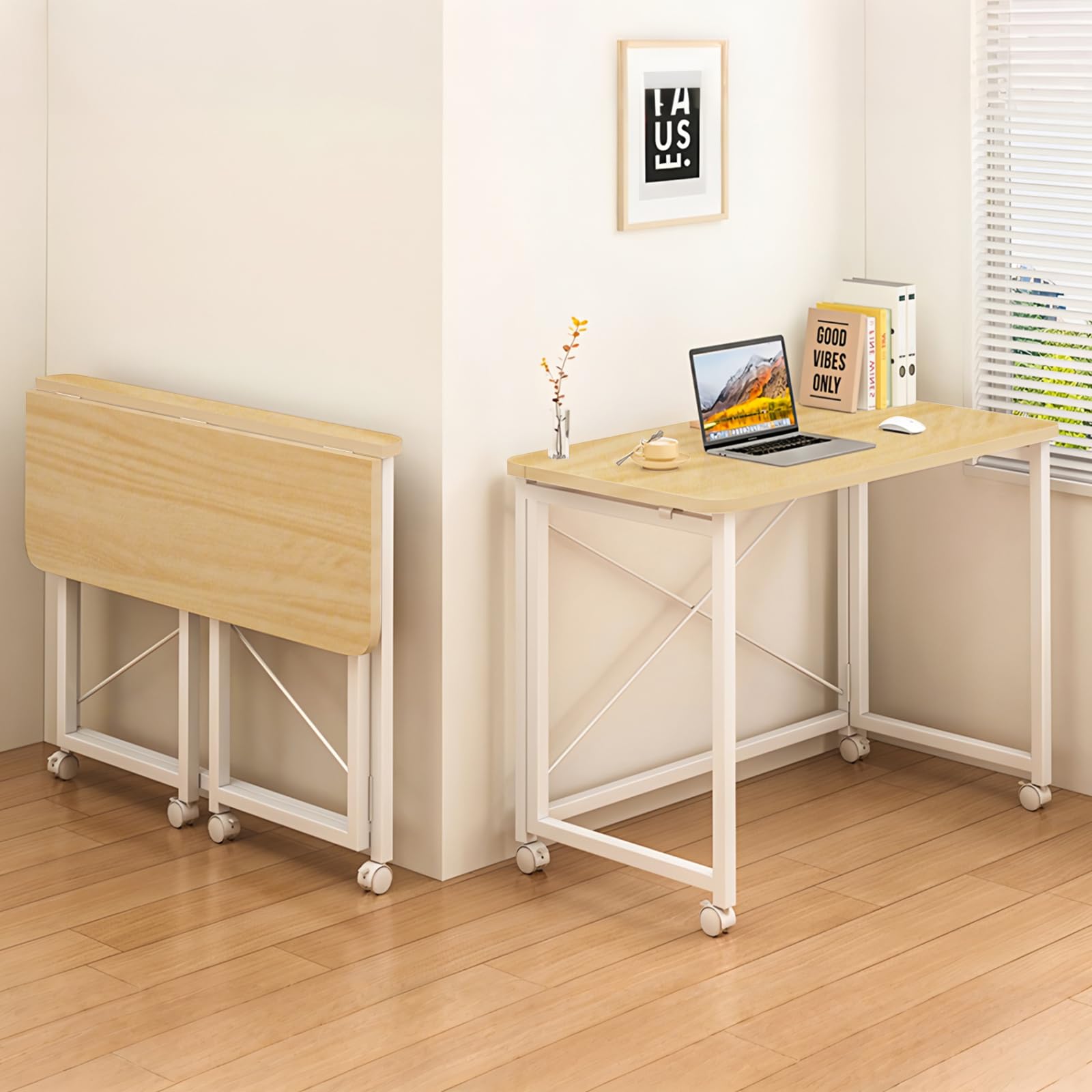 Amazon | Deerman パソコンデスク 折り畳み PCデスク 勉強机 木製天板